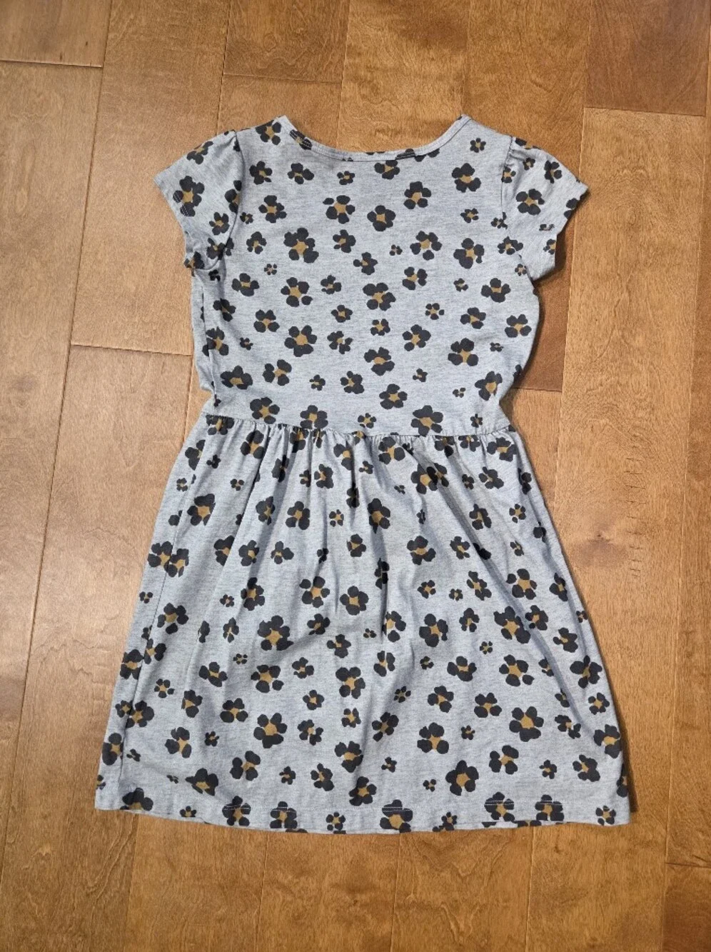 Carter's Kids Gray Floral Short Sleeve Cotton Dress Size 12